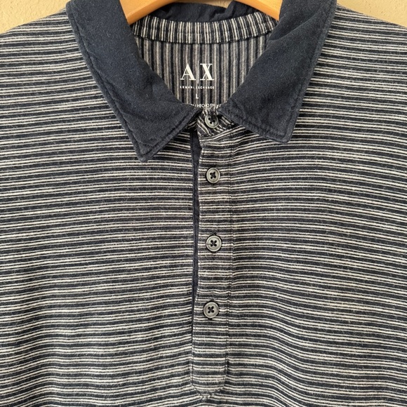 A/X Armani Exchange Men's Navy Striped Polo Shirt L - Picture 2 of 3